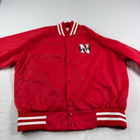 Vintage Nebraska Cornhuskers Jacket Mens Large Bomber Snap Up Embroidered USA - Picture 3 of 8